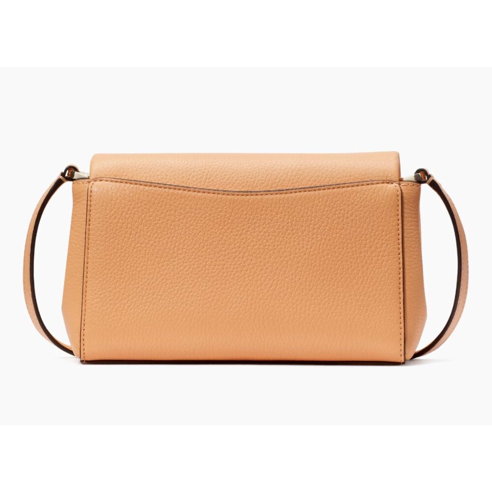 New Kate Spade Leila Mini Zip Crossbody Pebble Leather Orange Cream - Picture 2 of 6